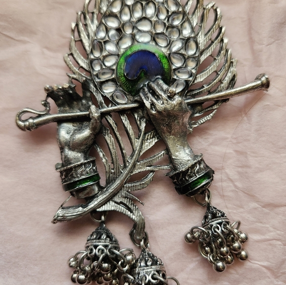 Vintage peacock necklace and earrings set - Picture 2 of 5